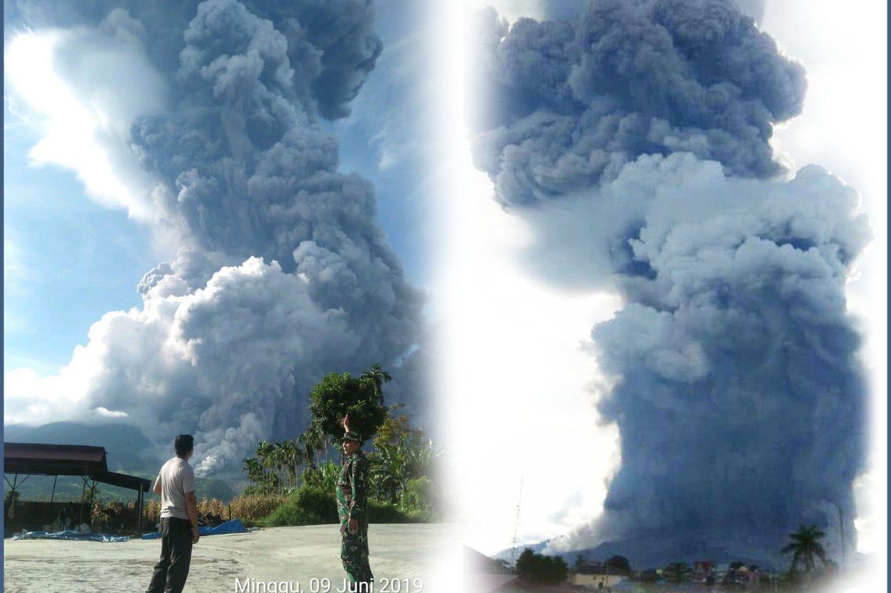 Sinabung Meletus, Semburkan Kolom Abu Setinggi Tujuh Kilometer