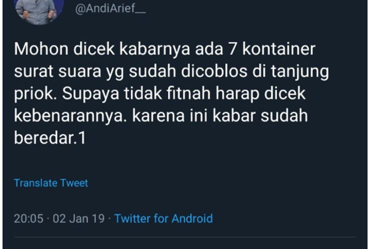 Andi Arief Dilaporkan ke Kepolisian dan Tuai Kecaman
