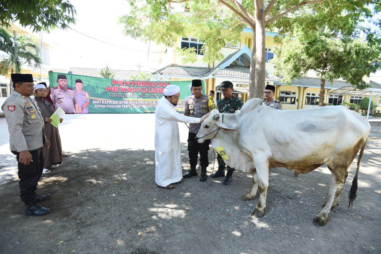 Kapolda Jatim Kurban Dua Ekor Sapi di Situbondo
