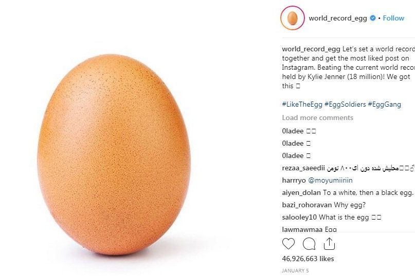 Postingan Telur ini Raup 46,9 Juta <em>Likes</em> di Instagram