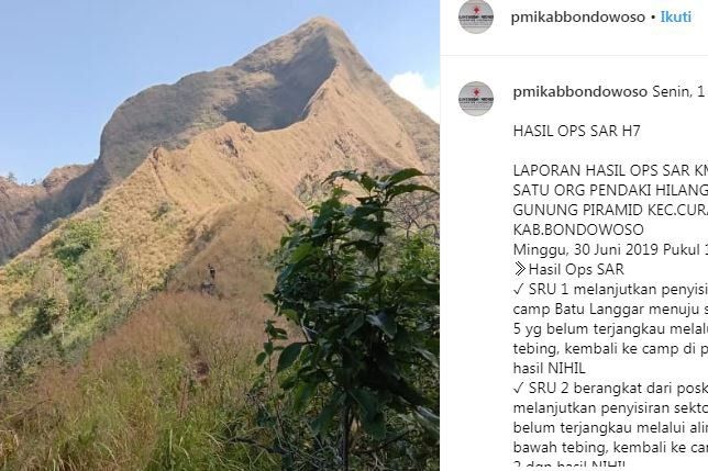 Pendaki Hilang di Gunung Piramid Bondowoso, Petugas Masih Mencari