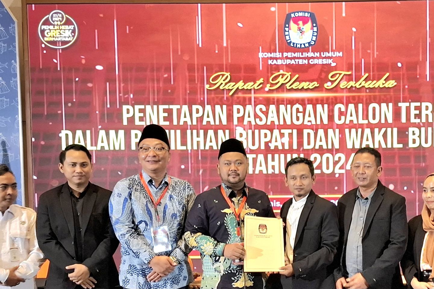 KPU Gresik Tetapkan Yani-Alif Pemenang Pilbup 2024