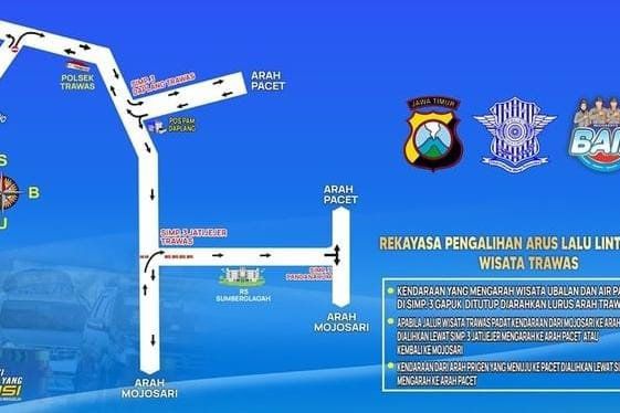 Malam Tahun Baru 2024, Polres Mojokerto Lakukan Rekayasa Lalu Lintas di Jalur Wisata Pacet dan Trawas