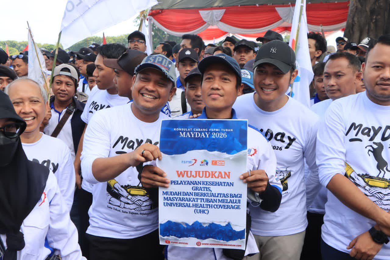 Bupati Tuban Janji Rumah Singgah di Surabaya, Pendidikan Anak Buruh hingga Perluasan UHC saat May Day