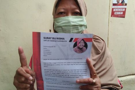 Surat Risma Ajak Warga Surabaya Pilih Nomer Satu