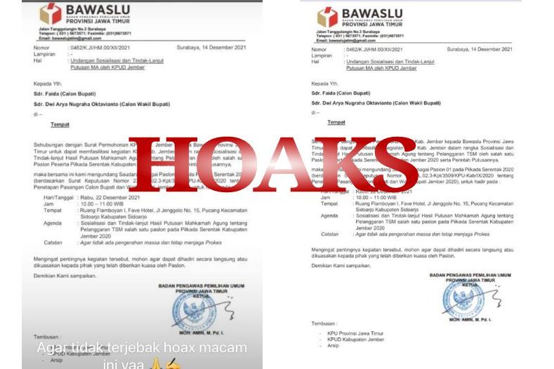Beredar Info Mahkamah Agung Menangkan Faida-Vian di Pilkada Jember 2020, Berikut Faktanya