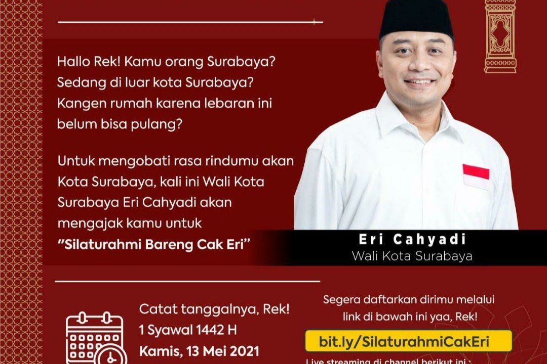 Hari Raya Idulfitri, Wali Kota Surabaya Ajak Warga Bersilaturrahmi dan Open House via Virtual