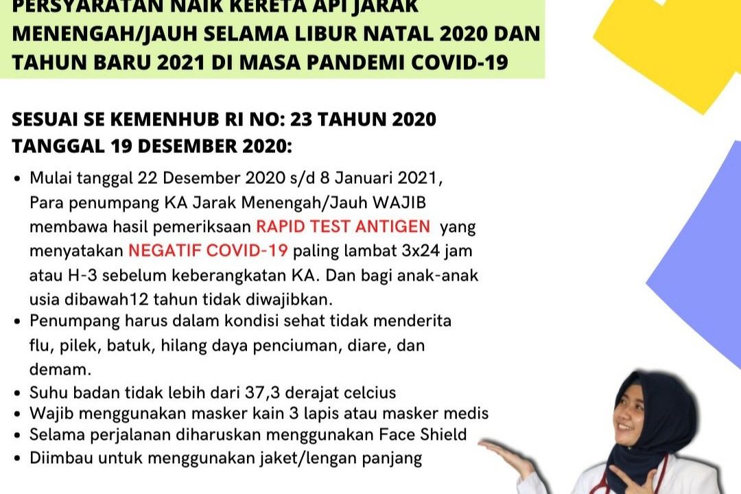 Libur Nataru, Penumpang Wajib Tunjukan Hasil Rapid Test Antigen untuk KA Jarak Jauh