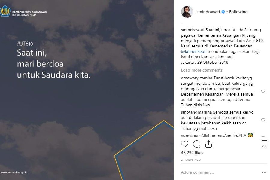 Berikut Daftar Nama Pegawai Kemenkeu RI Korban Lion Air JT-610