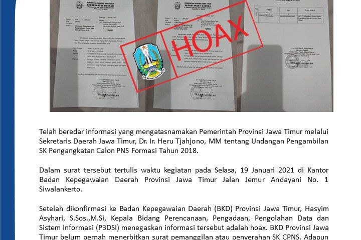 Muncul Undangan Pengambilan SK CPNS, Diskominfo Jatim: Hoak