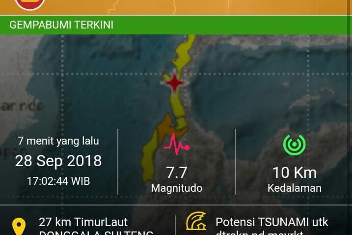 Gempa Guncang Wilayah Palu dan Donggala