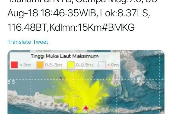 Gempa 7,0 SR di Lombok Bepotensi Tsunami