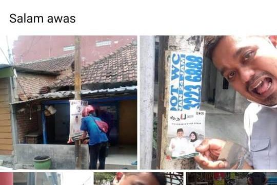 Pose Petugas Pencopot Gambar Inkumben Calon Bupati Mojokerto Dipersoalkan