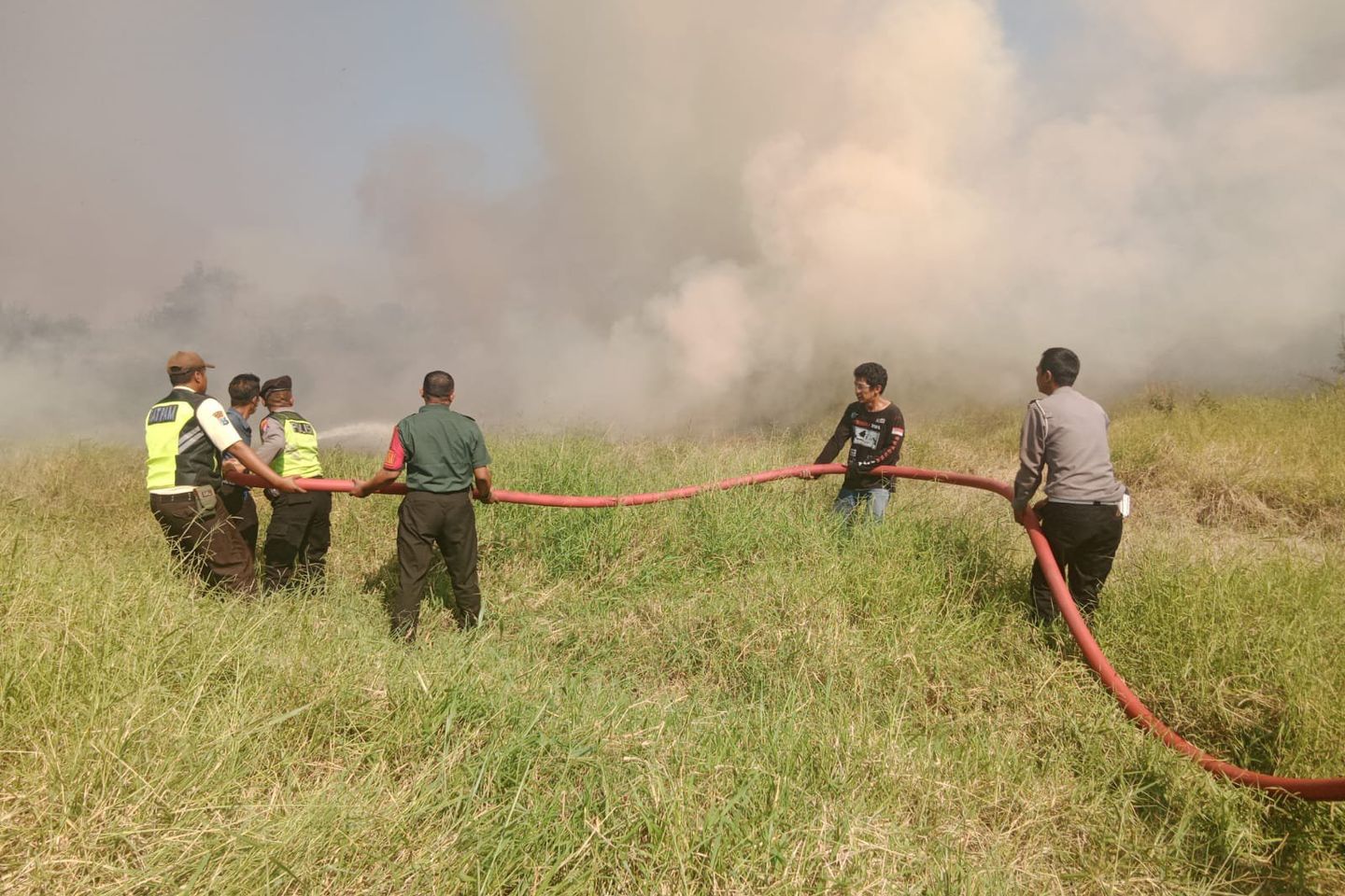 Diduga Bakar Rumput, Lahan Kosong 1,5 Hektar di Ngoro Mojokerto Terbakar