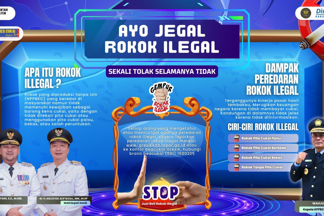 Gresik Serius Gempur Rokok Ilegal, 2,5 Juta Batang Diamankan, Negara Rugi Rp2,2 Miliar
