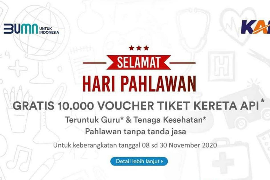 Sambut Hari Pahlawan, 1.037 Voucher Tiket Gratis Dibagikan ke Guru dan Nakes