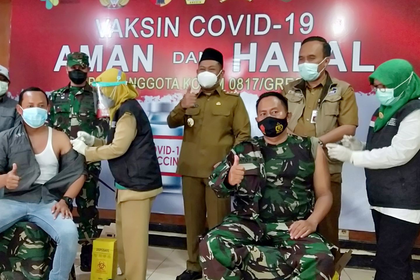 Ratusan Personel Kodim dan Wartawan Gresik Terima Vaksin Covid-19