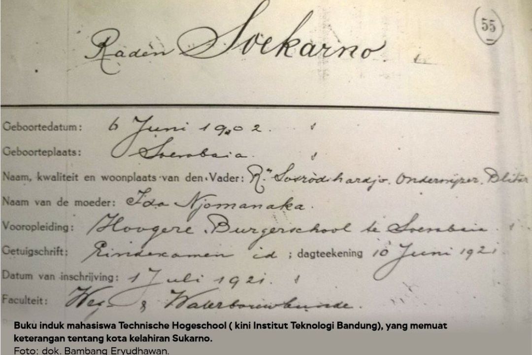 Buku Induk <em>Technische Hogeschool </em>Catat Kelahiran Soekarno di Surabaya