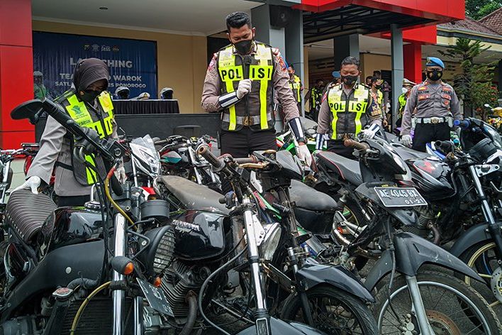 Speed Warok Ponorogo Bubarkan Balap Liar, 473 Kendaraan Roda Dua Diamankan