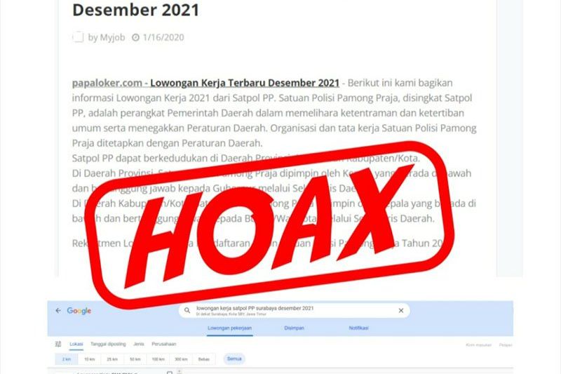 Informasi Lowongan Kerja Satpol PP Surabaya, Hoaks!