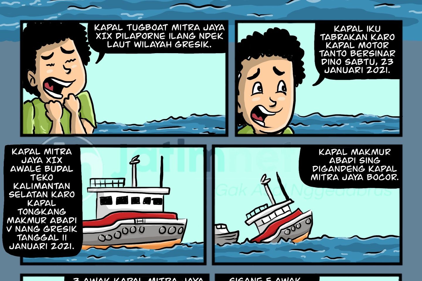 Kapal Motor Tenggelam di Perairan Gresik