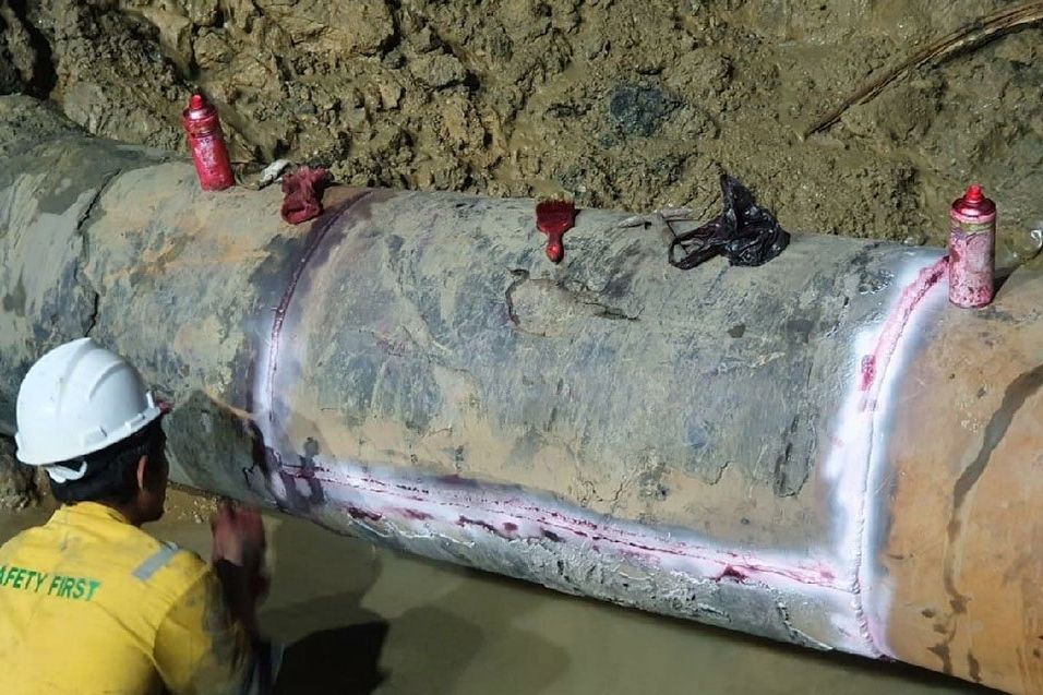 Perbaikan Pipa PDAM Bocor di Karangpilang Rampung