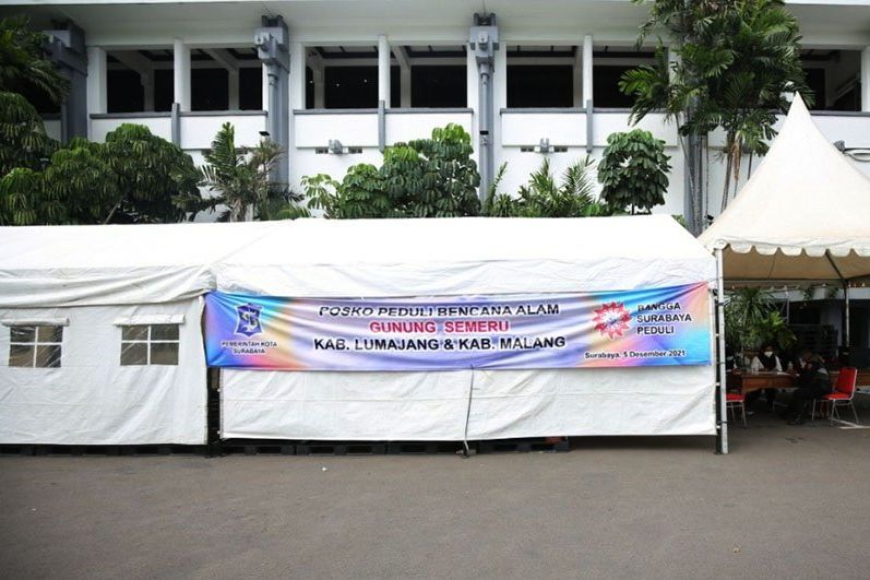 Posko Peduli Erupsi Gunung Semeru di Balai Kota Surabaya Siap Salurkan Bantuan Uang atau Barang