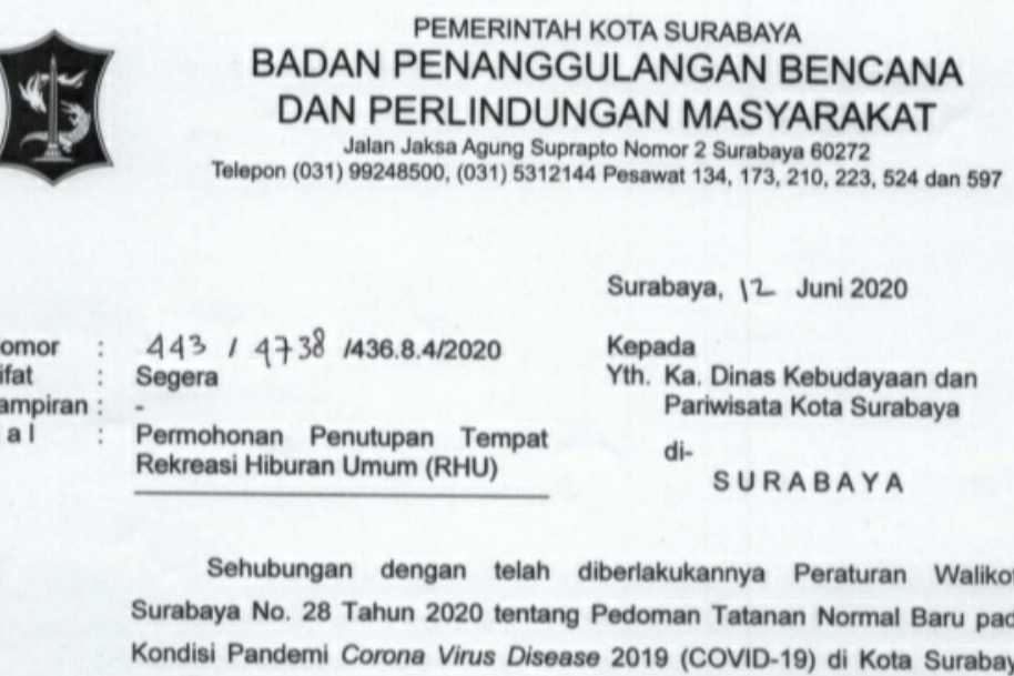 Covid-19, Gugus Tugas Surabaya Minta RHU Tidak Buka