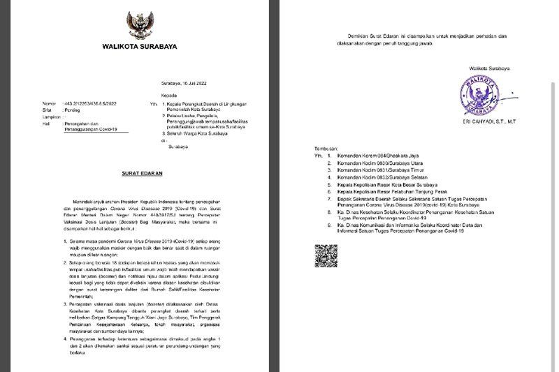 Pemkot Surabaya Terbitkan Surat Edaran Percepat Vaksinasi Booster