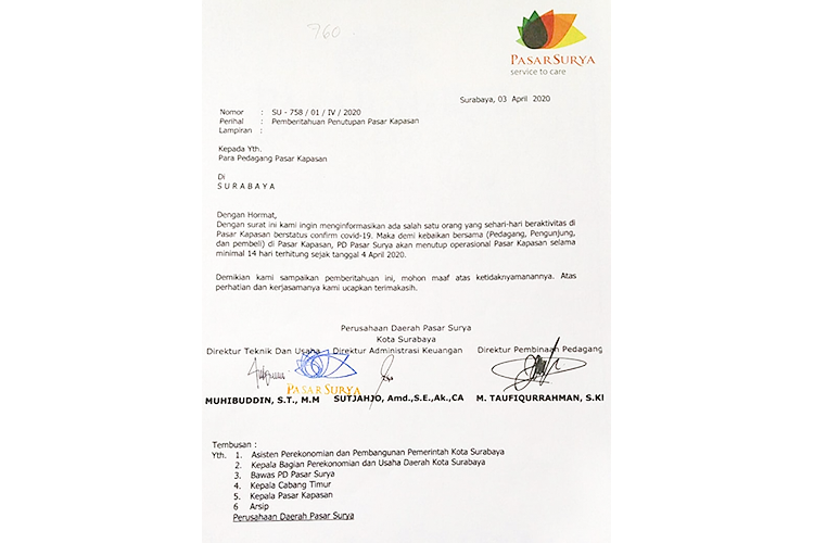 Berstatus Confirm Positif Covid-19, Pasar Kapasan Berhenti Beroperasi Selama 14 Hari