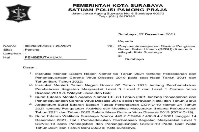 SPBU di Surabaya Harus Tutup Pukul 21.00 WIB Saat Malam Pergantian Tahun 2022