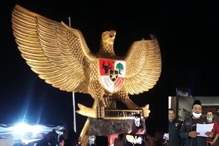 Monumen Lambang Negara Hadap Depan, PA GMNI Polisikan Ponpes dan Pemkab Mojokerto