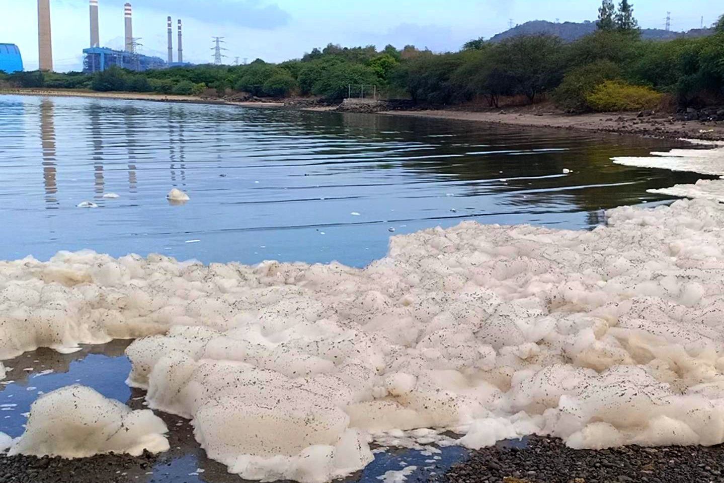 Buih Putih Asal Unit 9 PLTU Paiton, Cemari Pantai Bohai Probolinggo