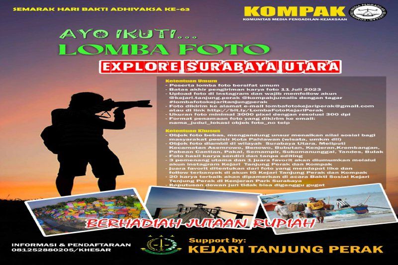 Sambut Hari Bakti Adhyaksa ke-63, Kejari Tanjung Perak Surabaya dan KOMPAK Gelar Lomba Foto
