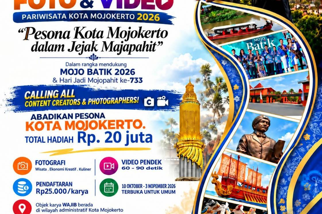 Berhadiah Rp20 Juta, MC-RJM Gelar Lomba Foto dan Video Wisata Kota Mojokerto