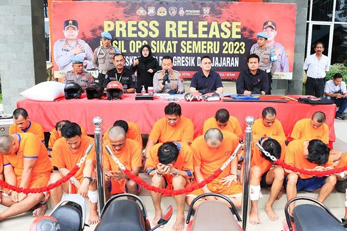 Dua Pekan Operasi Pekat Semeru 2023 Polres Gresik, 21 Pelaku Kejahatan Jadi Tersangka