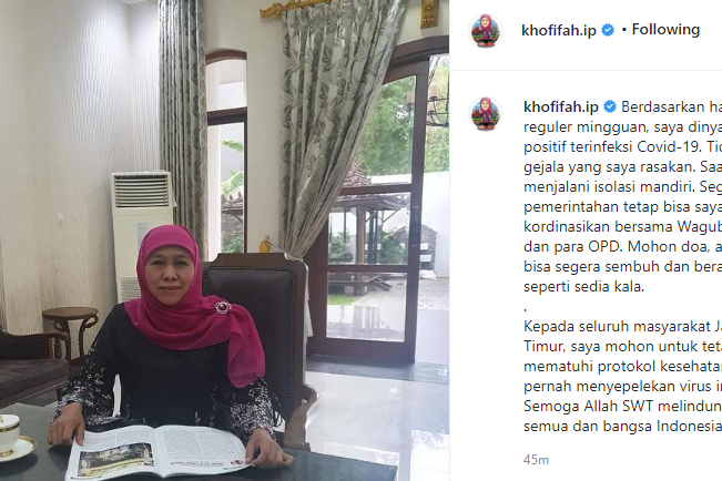 Gubernur Jatim Terkonfirmasi Covid-19