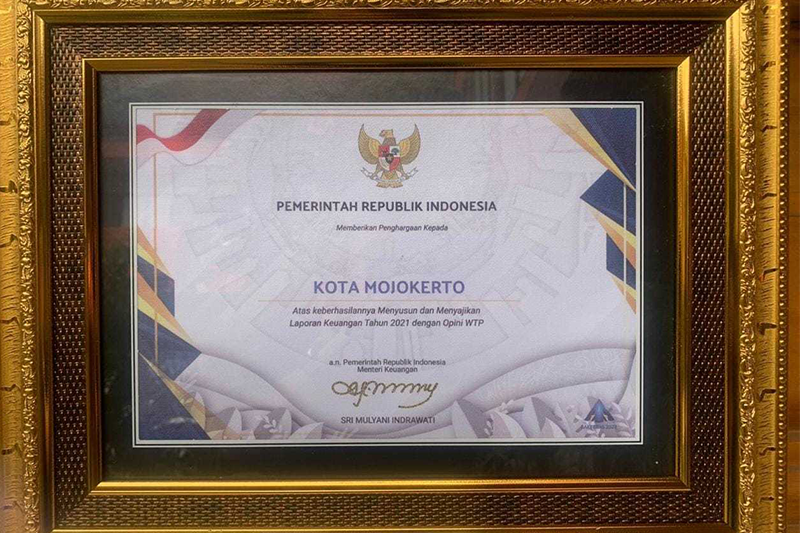 Pemkot Mojokerto Terima Opini WTP Delapan Tahun Berturut-turut dari BPK