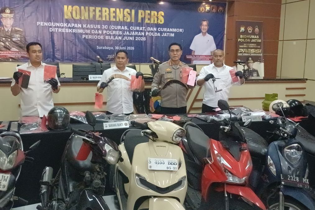 Polda Jatim Ungkap 195 Kasus Kejahatan 3C Selama Juni 2026, Total 222 Tersangka Diamankan