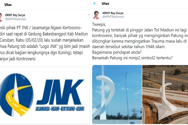 Roy Suryo Sorot Patung Mirip Simbol Palu Arit PKI di Tol Madiun