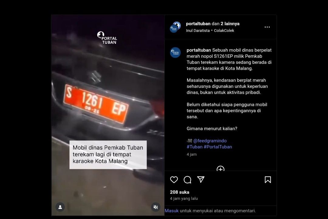 Viral Mobil Dinas Pemkab Tuban Parkir di Lokasi Karaoke, Kepala BPKPAD: Itu Berita Basi