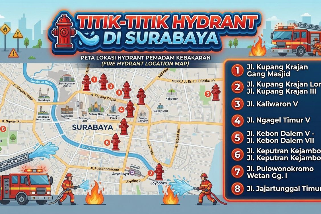 Ini Delapan Titik Hidran yang Disiagakan di Surabaya