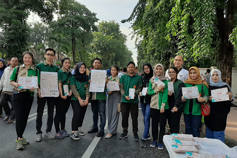 Antisipasi Virus Corona, Mahasiswa di Surabaya Melakukan Edukasi di CFD