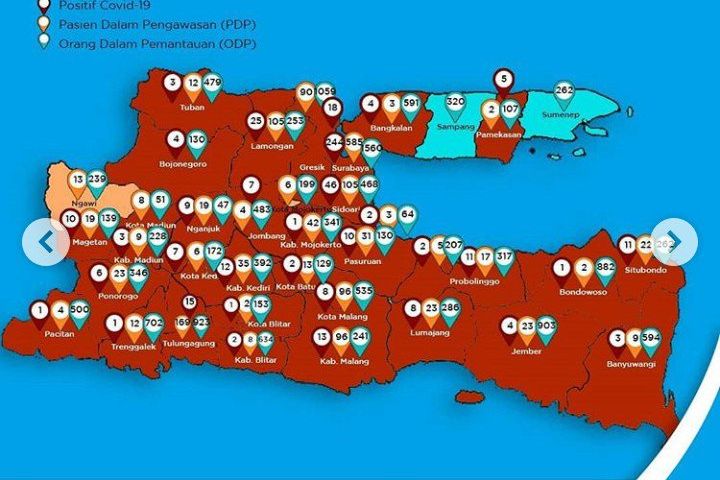 Sebulan, Positif Covid-19 di Jatim Hampir Tembus 500 Orang