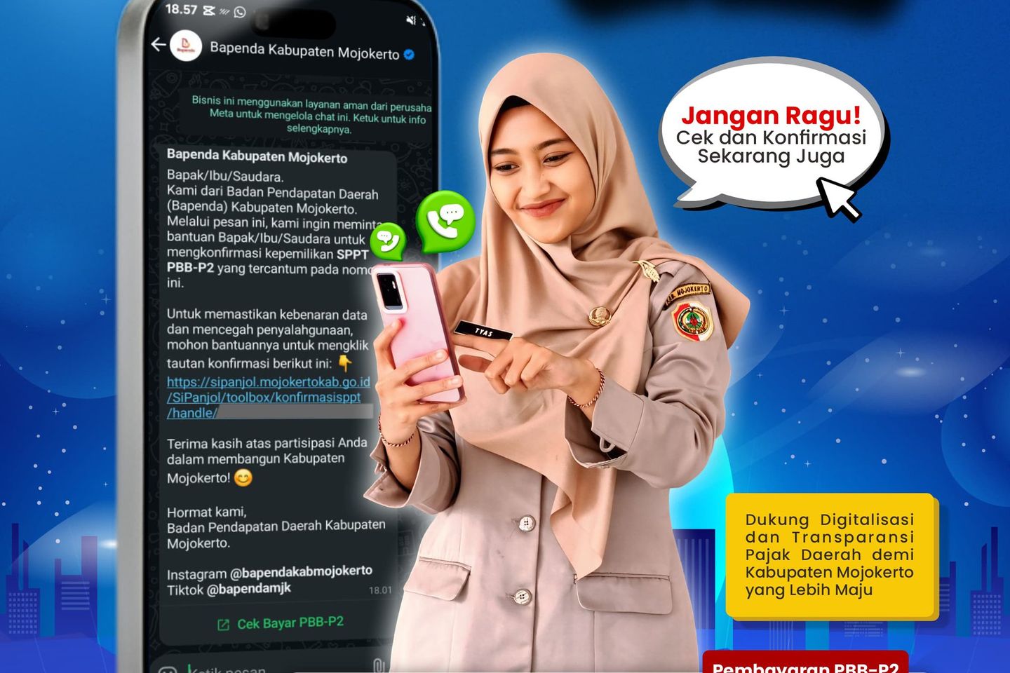 Bapenda Kabupaten Mojokerto Luncurkan Layanan Konfirmasi SPPT Online <em>via </em>Whatsapp