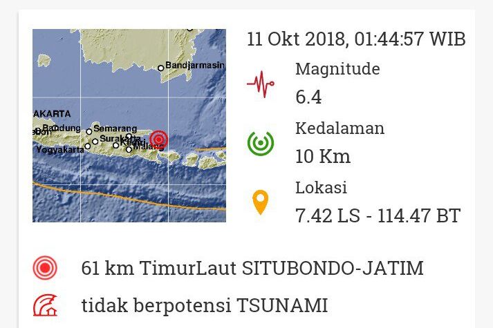 Warga Surabaya dan Sidoarjo Rasakan Gempa