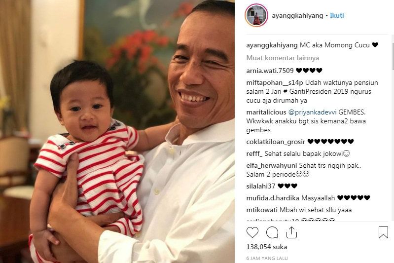 Jelang Debat, Jokowi Momong Cucu