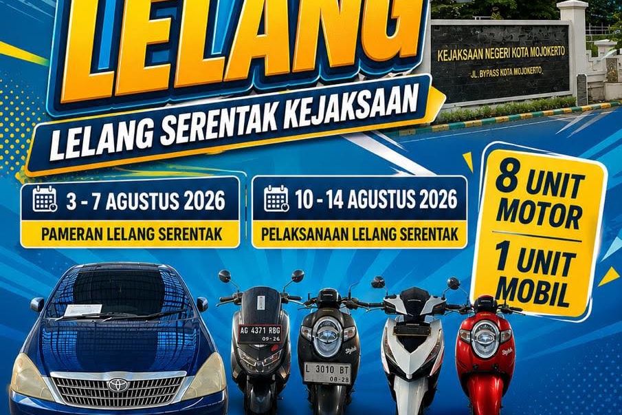 Kejari Kota Mojokerto Siapkan Lelang 9 Kendaraan Rampasan Perkara Pidana