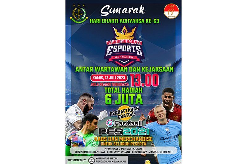 Baru 2 Jam Pendaftaran Dibuka, Turnamen Esports Kejari Surabaya Sudah Terpenuhi