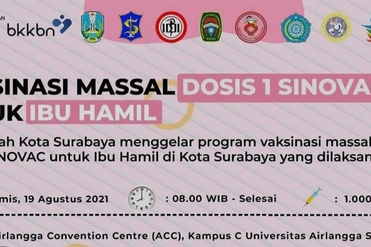 Vaksinasi Dosis Pertama Bagi Ibu Hamil di Surabaya Akan Digelar